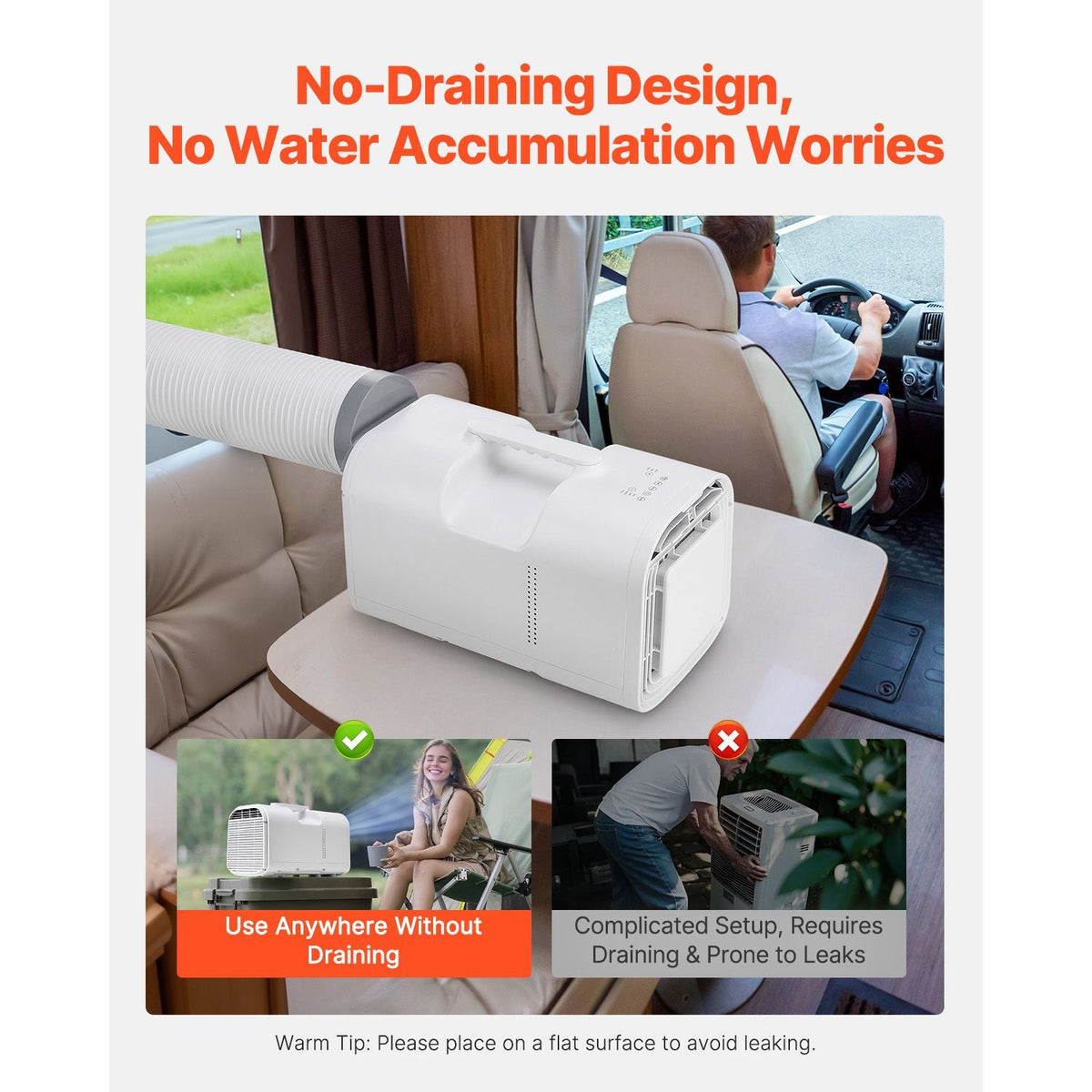 Portable Air Conditioner, 4250 BTU 3-Speed Air Conditioning Unit with 24H Timer, Remote-Control Air Portable AC Adjustable Temp 16-32Celsius, for Outdoor Tent Camping, RVs or Home Use, White