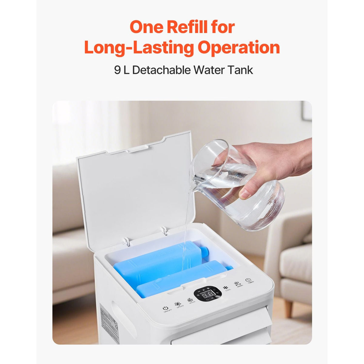 Portable Air Conditioner, 9L 550 CFM Swamp Cooler Air Conditioner with 12H Timer & Remote Control, 3-Speed Evaporative Air Cooler with 2 Ice Boxes, Quiet & Movable, Ideal for Outdoor Indoor Use