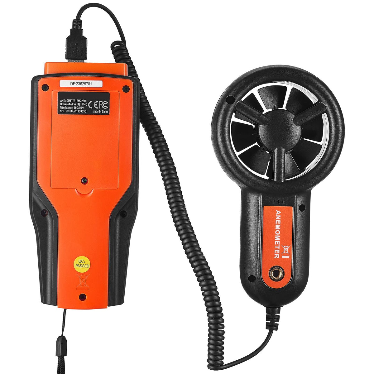 Portable Anemometer Split Design, Temp Range 14-140Fahrenheit, LED Screen Digital Air Speed & Temperature Meter, Wind Chill & Velocity Measurement, Ideal for Sailing, Surfing, Flying, HVAC