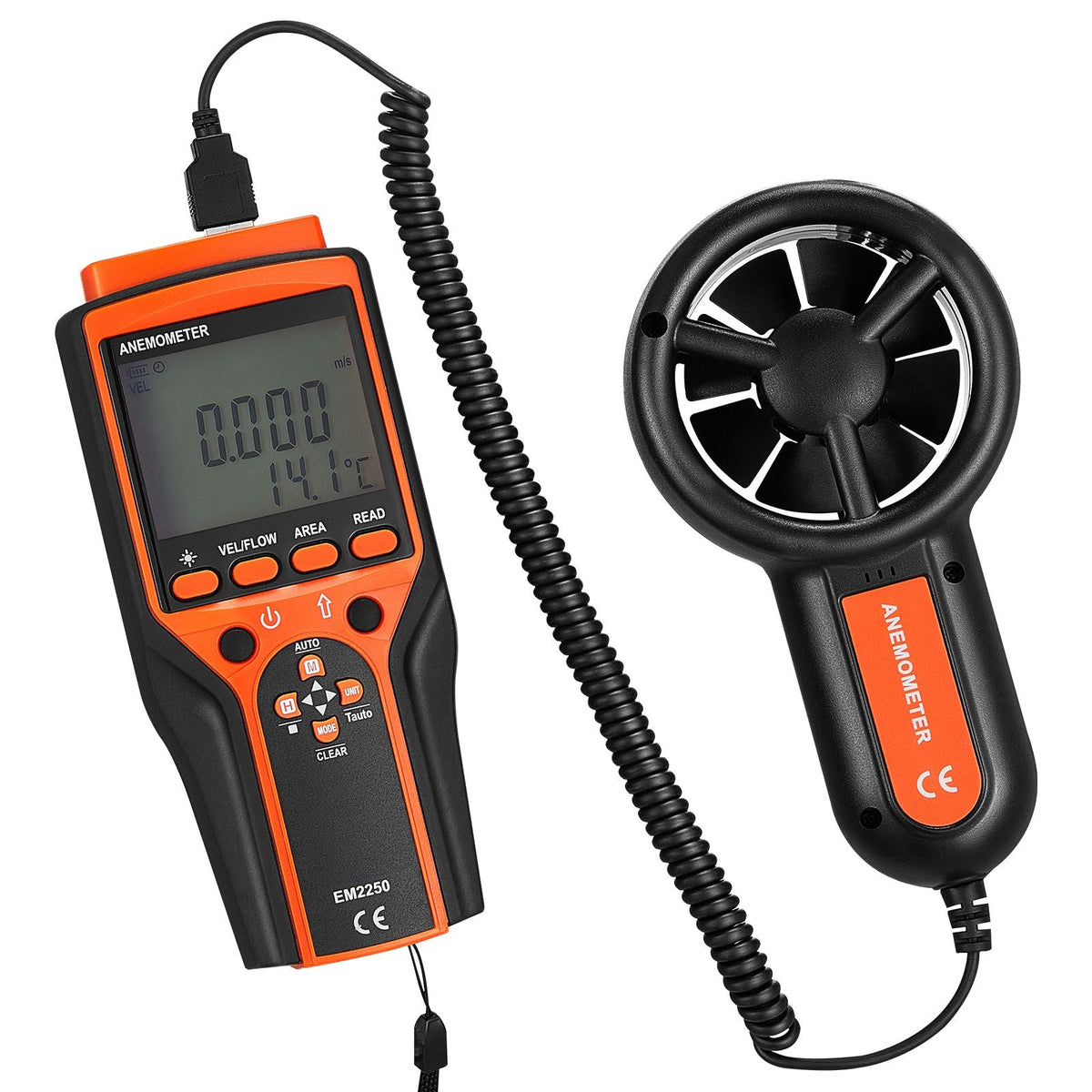 Portable Anemometer Split Design, Temp Range 14-140Fahrenheit, LED Screen Digital Air Speed & Temperature Meter, Wind Chill & Velocity Measurement, Ideal for Sailing, Surfing, Flying, HVAC