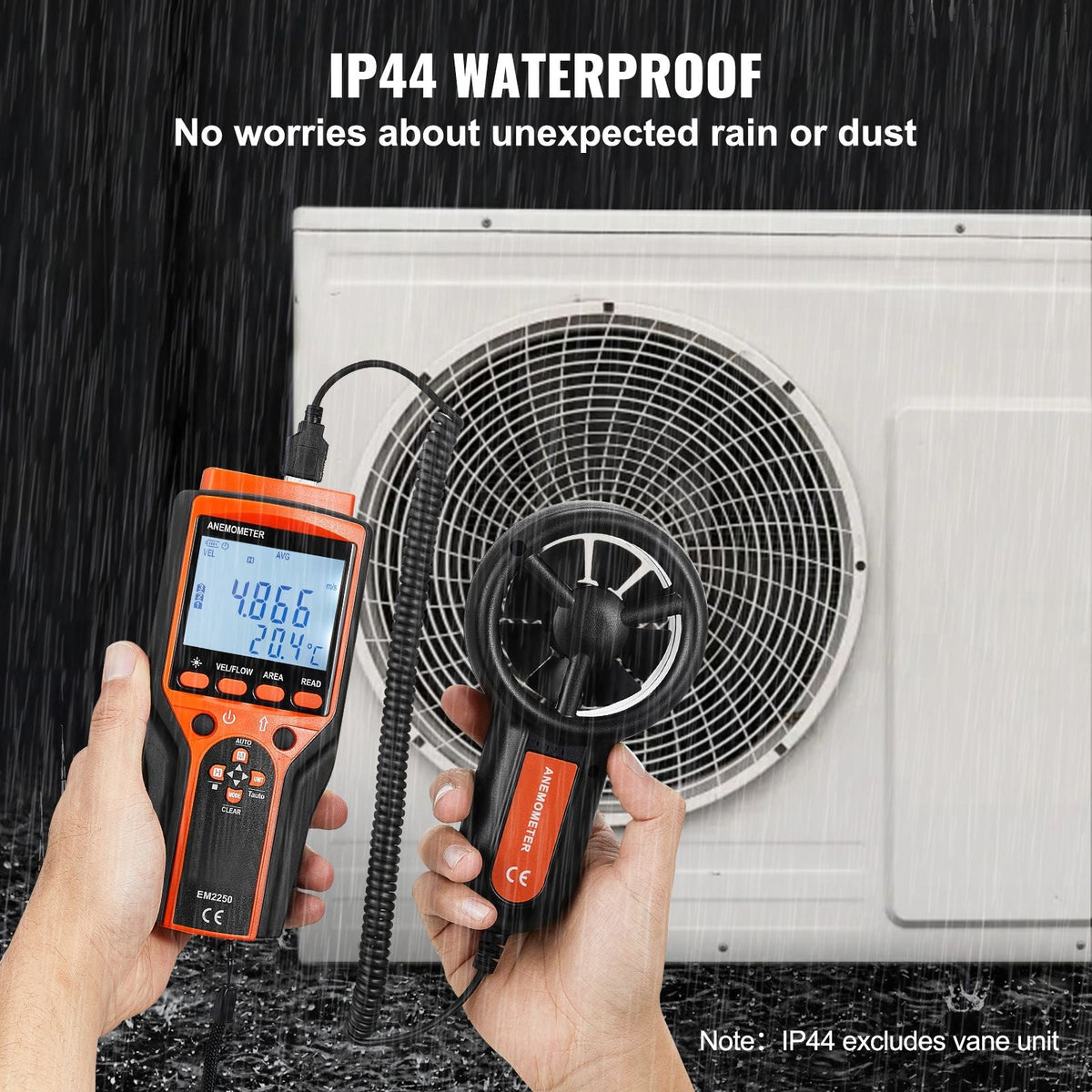 Portable Anemometer Split Design, Temp Range 14-140Fahrenheit, LED Screen Digital Air Speed & Temperature Meter, Wind Chill & Velocity Measurement, Ideal for Sailing, Surfing, Flying, HVAC