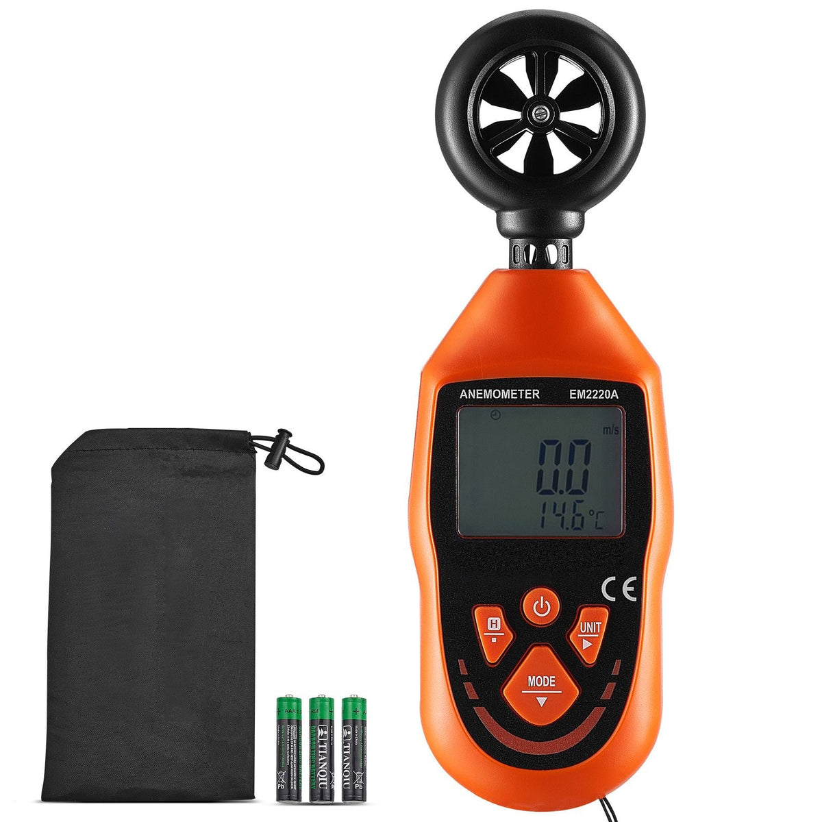 Portable Anemometer, Temperature Range 14 Fahrenheit-113 Fahrenheit, Equipped with LED Backlit Display, Captures Wind Speed, Temperature, Air Volume, and Chill Factor