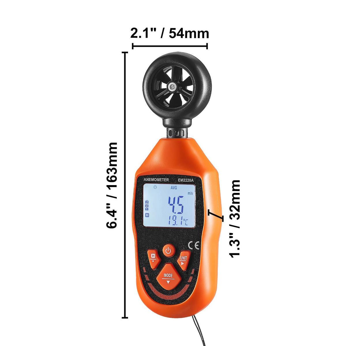 Portable Anemometer, Temperature Range 14 Fahrenheit-113 Fahrenheit, Equipped with LED Backlit Display, Captures Wind Speed, Temperature, Air Volume, and Chill Factor
