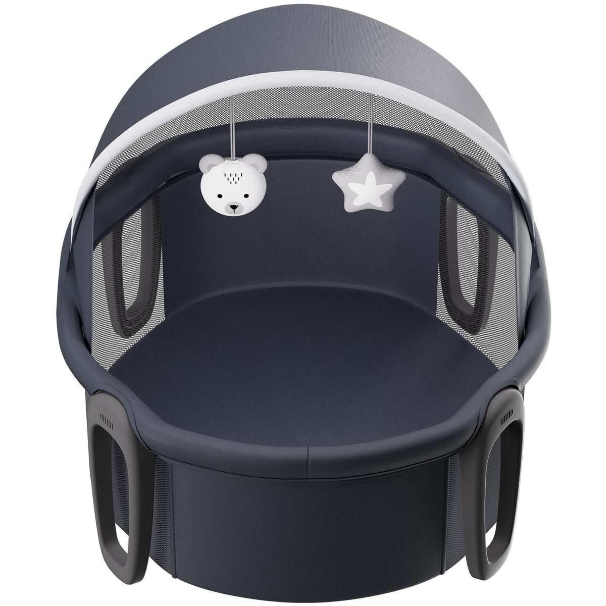 Portable Baby Bassinet, On-The-Go Baby Dome with Canopy & Developmental Toys, Quick-Folding Travel Crib, Lightweight Baby Cradle Infant Bed for Indoors/Outdoors, Suitable for 0-6 Months Newborns