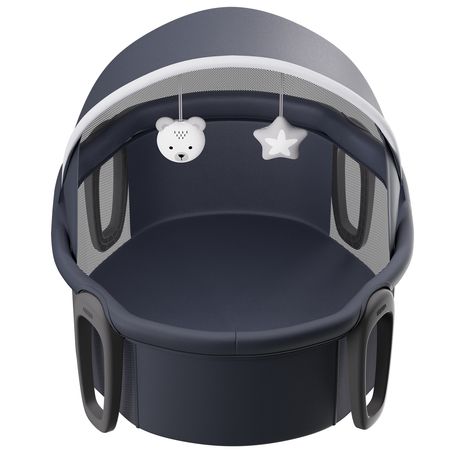 Portable Baby Bassinet, On-The-Go Baby Dome with Canopy & Developmental Toys, Quick-Folding Travel Crib, Lightweight Baby Cradle Infant Bed for Indoors/Outdoors, Suitable for 0-6 Months Newborns
