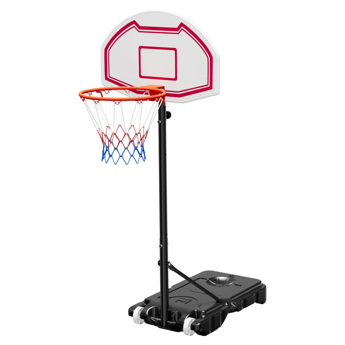 Portable Basketball Stand, 5.2 to 6.9 ft Height Adjustment Basketball Hoop & Goal, Kids Adjustable Basketballs Hoop with Nylon Net & Rolling Wheels, Portable Backboard Set for Patios, Poolside