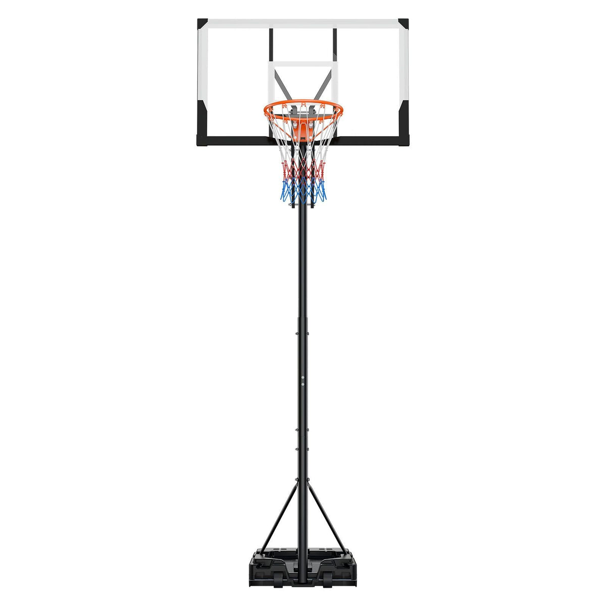 Portable Basketball Stand, 5.25 to 10 ft Height Adjustment Basketball Hoop & Goal, Portable Basketballs Hoop with 48 inch PC Backboard & Wheels for Kids, Teens, Adults in Driveways, Pools