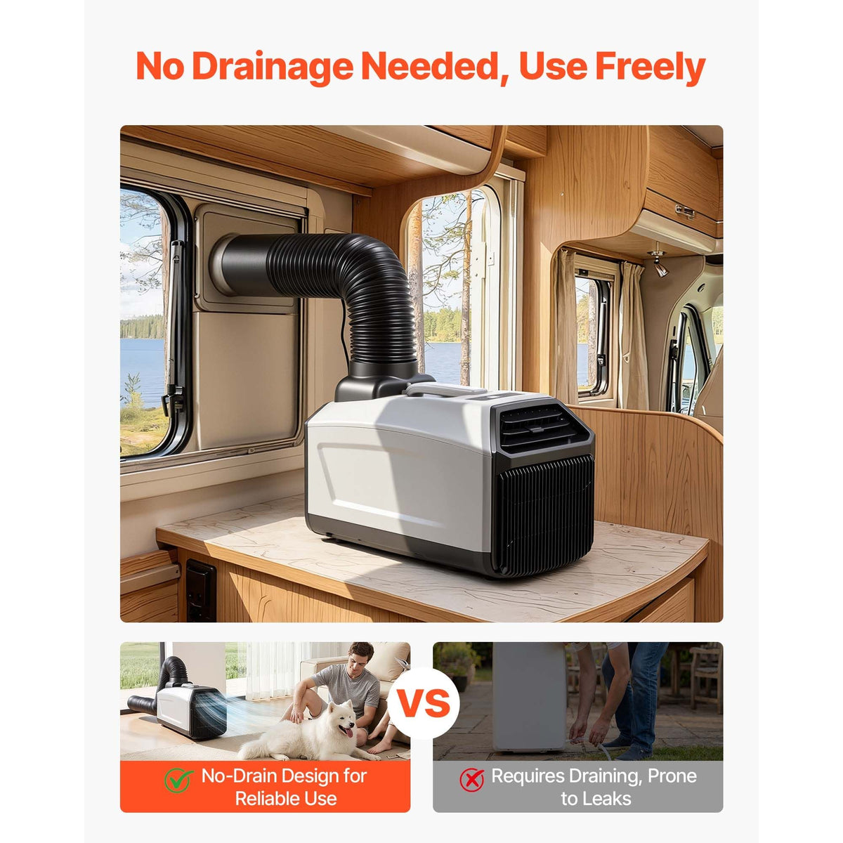 Portable Camping Air Conditioner 3050 BTU, Tent AC Unit with Hose, Remote & Touch Control, 61–90°F Adjustable, 150 m³/h High Airflow, Low Noise, Ideal for Tent. RV, Outdoor Cooling, Dark Grey