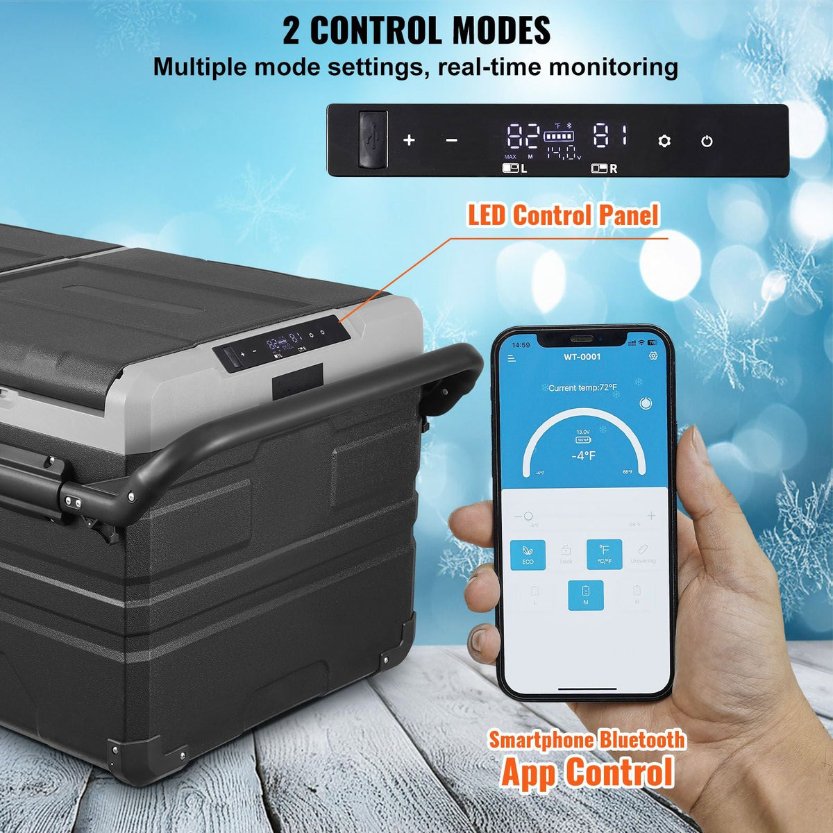 Portable Car Freezer, 100 Quart Portable Refrigerator Freezer, 95L Dual Storage Zone Camping Freezer, -4 - F 12 Volt Fridge Freezer, Car Freezer for Car and Home Use, DC 12/24V, AC 100-240V