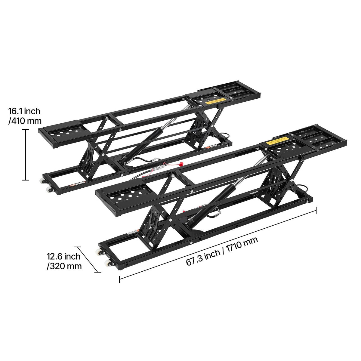 Portable Car Lift, 5000 lbs Capacity, Heavy Duty Quick Lift with 25.6" Max Height, Pneumatic Pump, Wheels, 4 Rubber Pads & 4 Lifting Columns for Cars, Compact SUVs, Mini Trucks, Garage or Shop