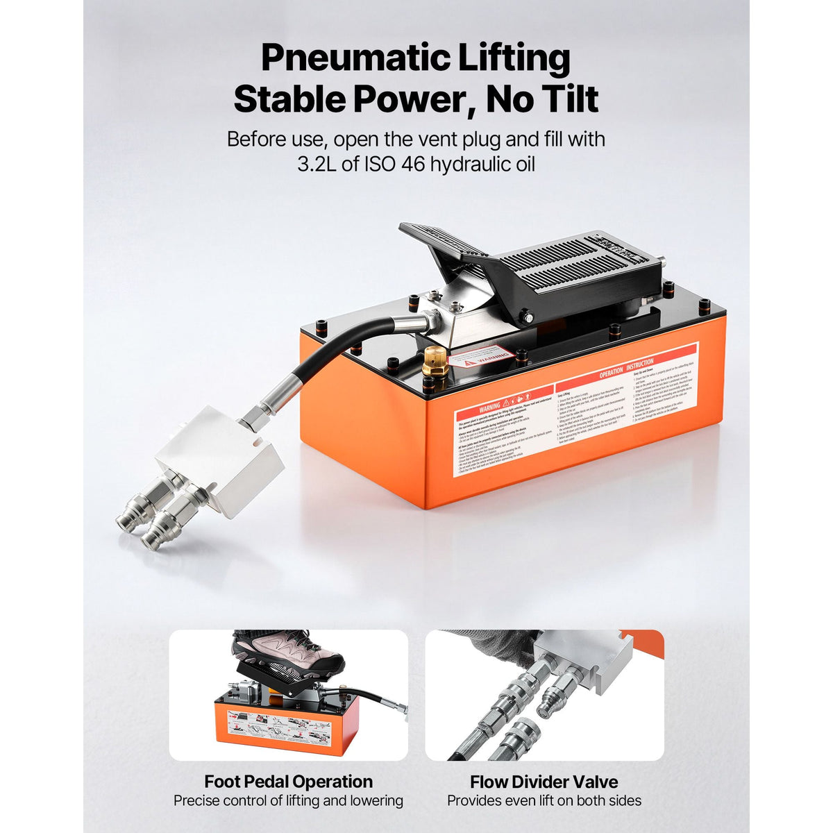 Portable Car Lift, 5000 lbs Capacity, Heavy Duty Quick Lift with 25.6" Max Height, Pneumatic Pump, Wheels, 4 Rubber Pads & 4 Lifting Columns for Cars, Compact SUVs, Mini Trucks, Garage or Shop