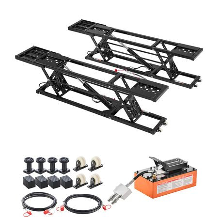 Portable Car Lift, 5000 lbs Capacity, Heavy Duty Quick Lift with 25.6" Max Height, Pneumatic Pump, Wheels, 4 Rubber Pads & 4 Lifting Columns for Cars, Compact SUVs, Mini Trucks, Garage or Shop