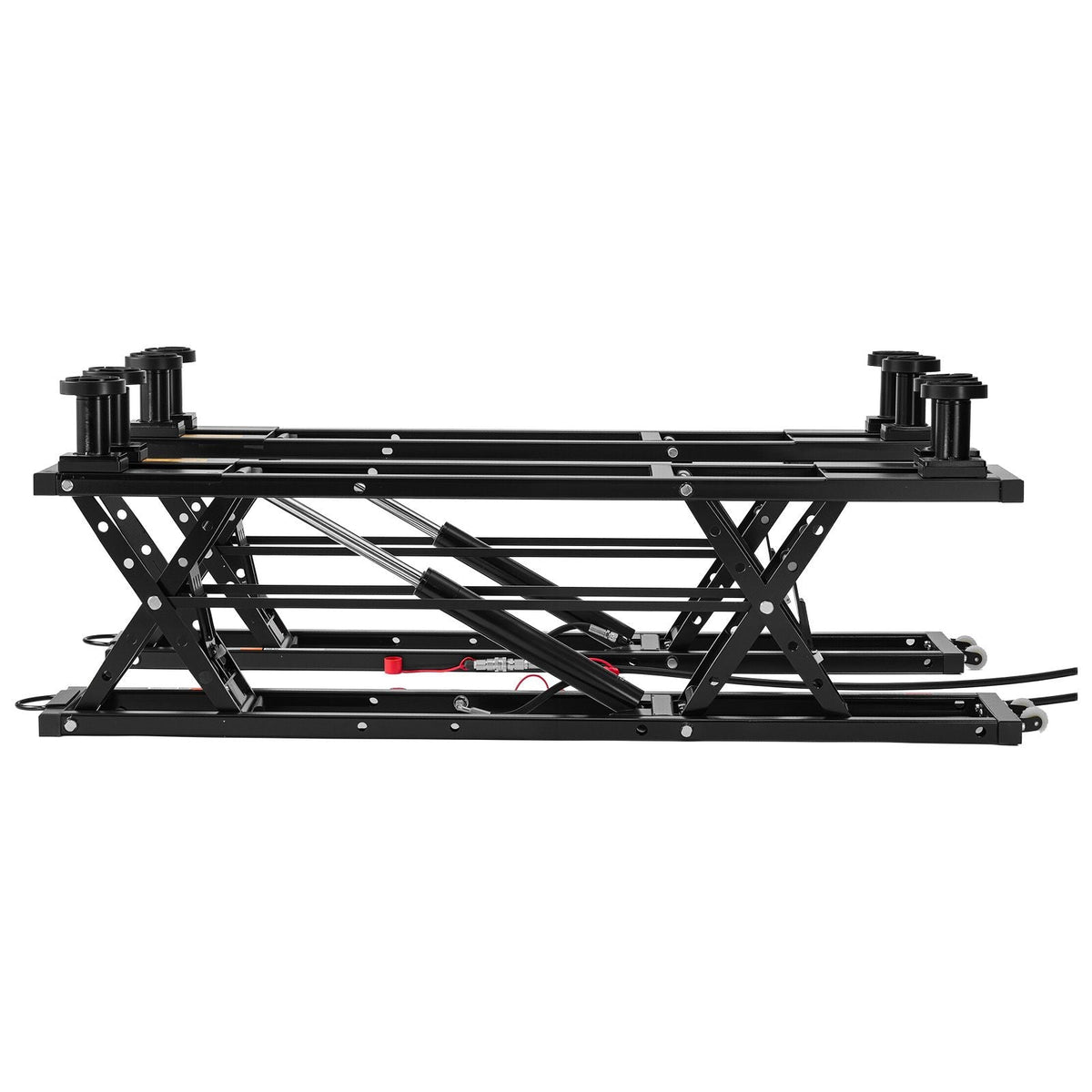 Portable Car Lift, 5000 lbs Capacity, Heavy Duty Quick Lift with 25.6" Max Height, Pneumatic Pump, Wheels, 4 Rubber Pads & 4 Lifting Columns for Cars, Compact SUVs, Mini Trucks, Garage or Shop