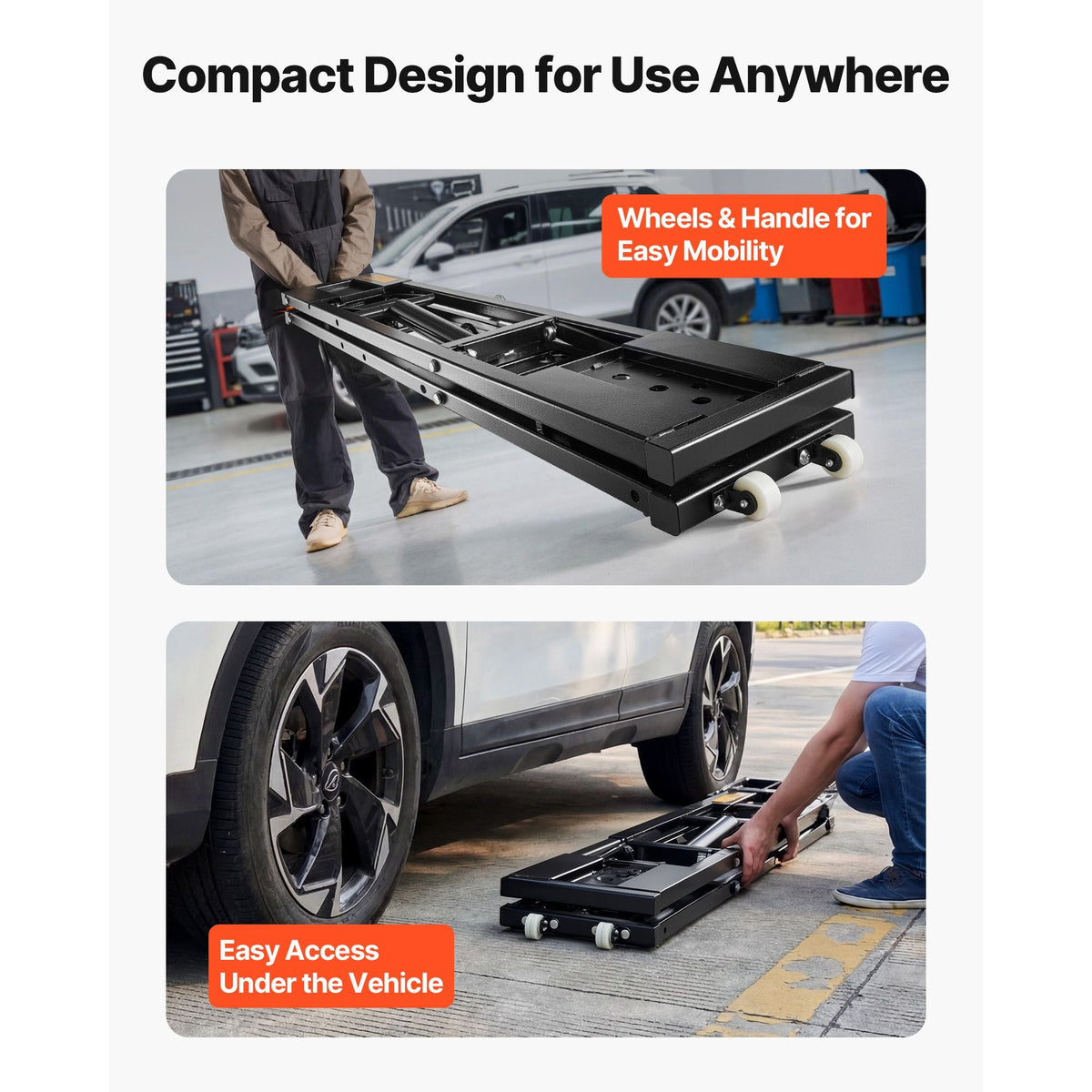 Portable Car Lift, 5000 lbs Capacity, Heavy Duty Quick Lift with 25.6" Max Height, Pneumatic Pump, Wheels, 4 Rubber Pads & 4 Lifting Columns for Cars, Compact SUVs, Mini Trucks, Garage or Shop