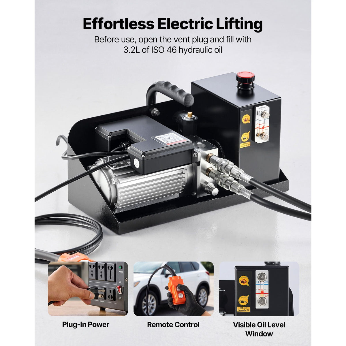Portable Car Lift, 9000 lbs Capacity, Heavy Duty Steel Truck Lift with 28" Max Height, 120V Power Unit, Wheels, 4 Rubber Pads & 4 Lifting Columns for Cars, SUVs, Trucks, Home Garage or Shop Use