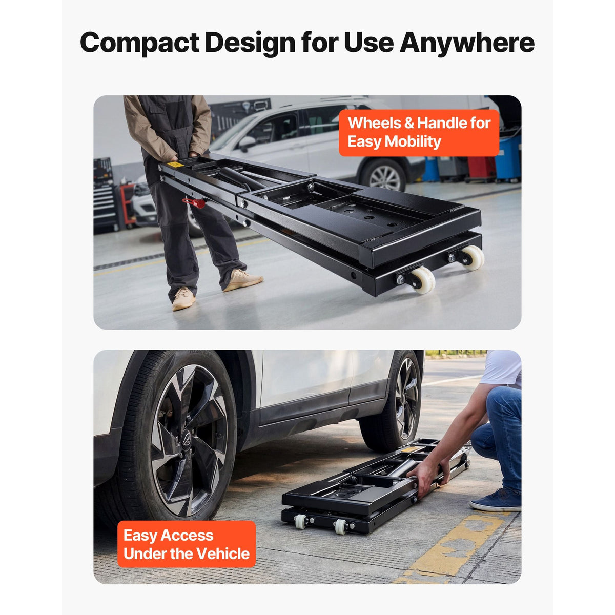 Portable Car Lift, 9000 lbs Capacity, Heavy Duty Steel Truck Lift with 28" Max Height, 120V Power Unit, Wheels, 4 Rubber Pads & 4 Lifting Columns for Cars, SUVs, Trucks, Home Garage or Shop Use