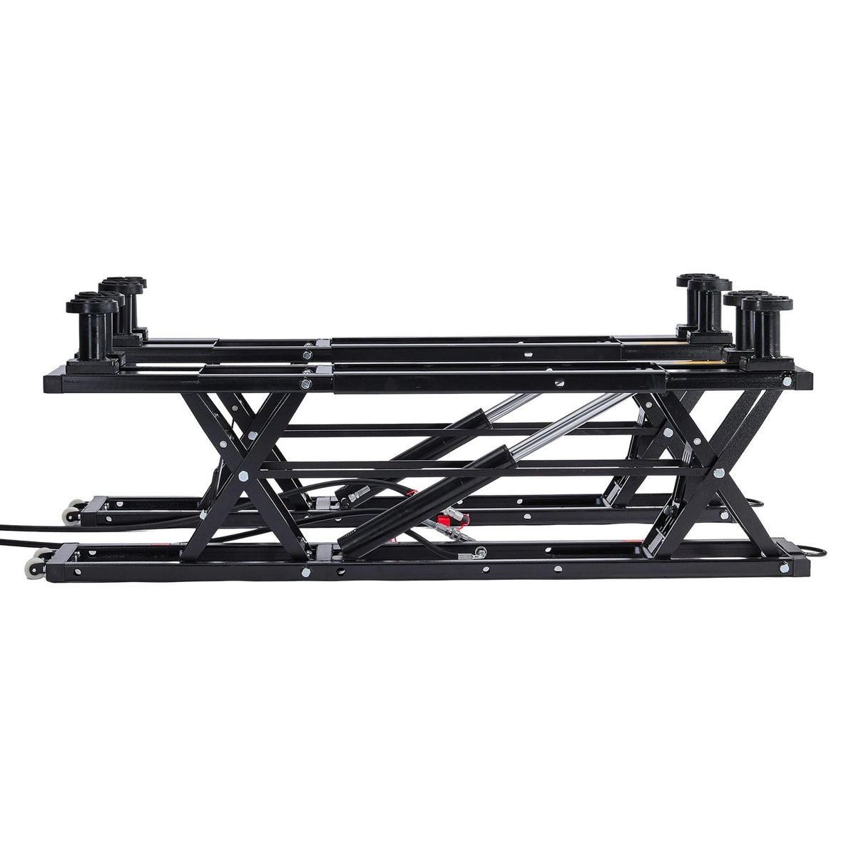 Portable Car Lift, 9000 lbs Capacity, Heavy Duty Steel Truck Lift with 28" Max Height, 120V Power Unit, Wheels, 4 Rubber Pads & 4 Lifting Columns for Cars, SUVs, Trucks, Home Garage or Shop Use