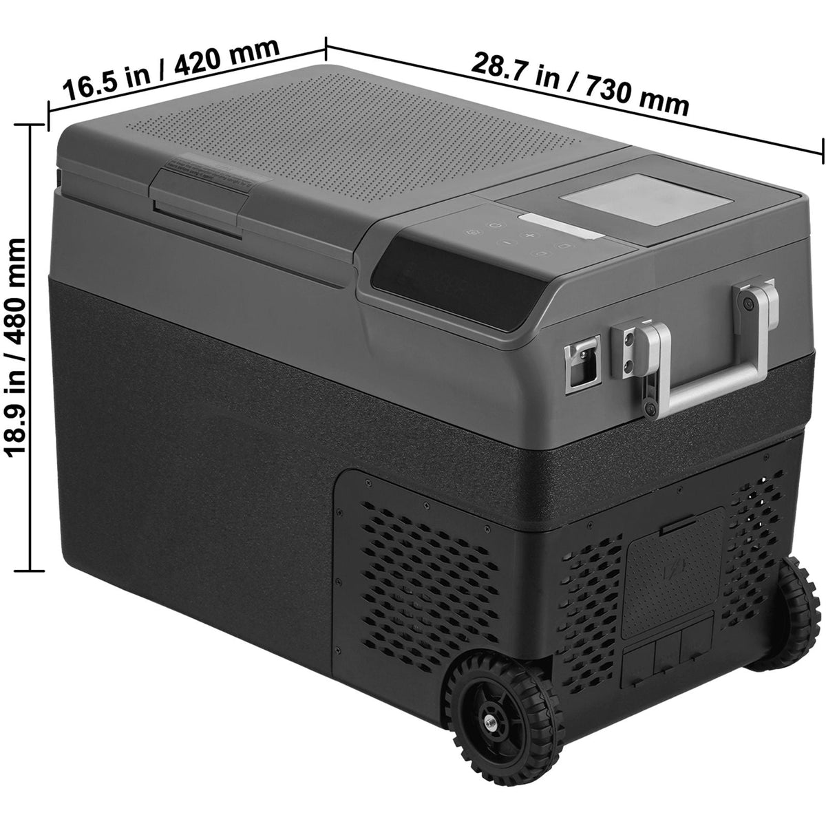 Portable Car Refrigerator, with Ice Making Function, 12 Volt Car Refrigerator Fridge, 37 QT Single Zone Portable Freezer, -4 to 68 F Adjustable Temperature, with Casters for Camping, Car, RV