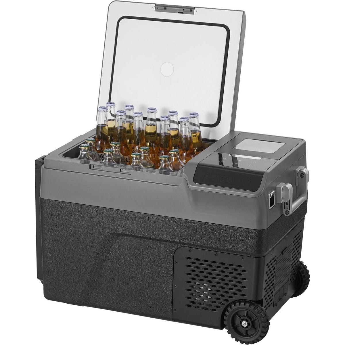 Portable Car Refrigerator, with Ice Making Function, 12 Volt Car Refrigerator Fridge, 37 QT Single Zone Portable Freezer, -4 to 68 F Adjustable Temperature, with Casters for Camping, Car, RV