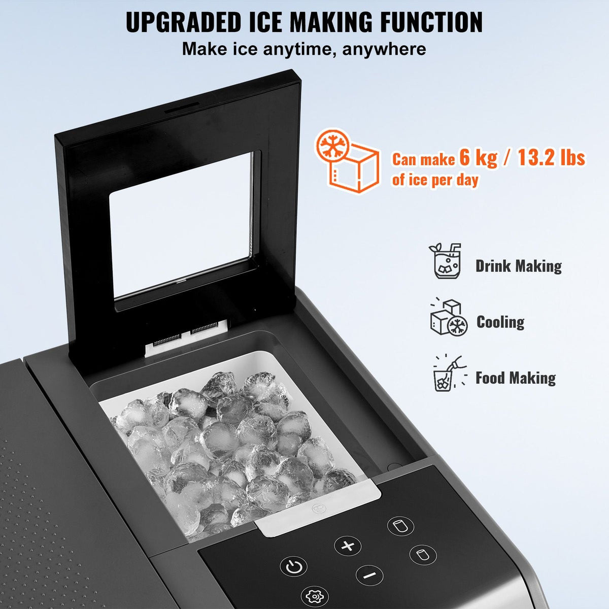 Portable Car Refrigerator, with Ice Making Function, 12 Volt Car Refrigerator Fridge, 37 QT Single Zone Portable Freezer, -4 to 68 F Adjustable Temperature, with Casters for Camping, Car, RV