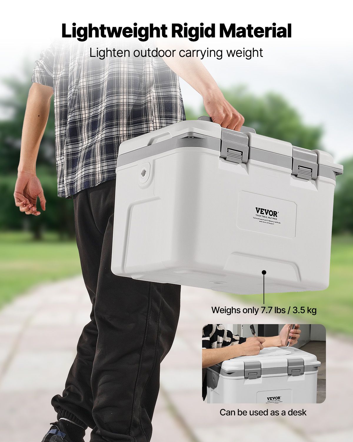 Portable Cooler, 21 QT Hard Cooler with Ice Retention, Heavy-Duty Handles and Strap, Lightweight Rigid Material Insulated Portable Cooler, Suitable for Family Picnics and Short Trips