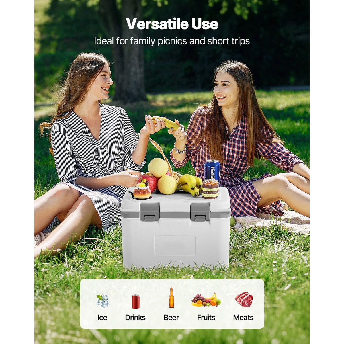 Portable Cooler, 21 QT Hard Cooler with Ice Retention, Heavy-Duty Handles and Strap, Lightweight Rigid Material Insulated Portable Cooler, Suitable for Family Picnics and Short Trips