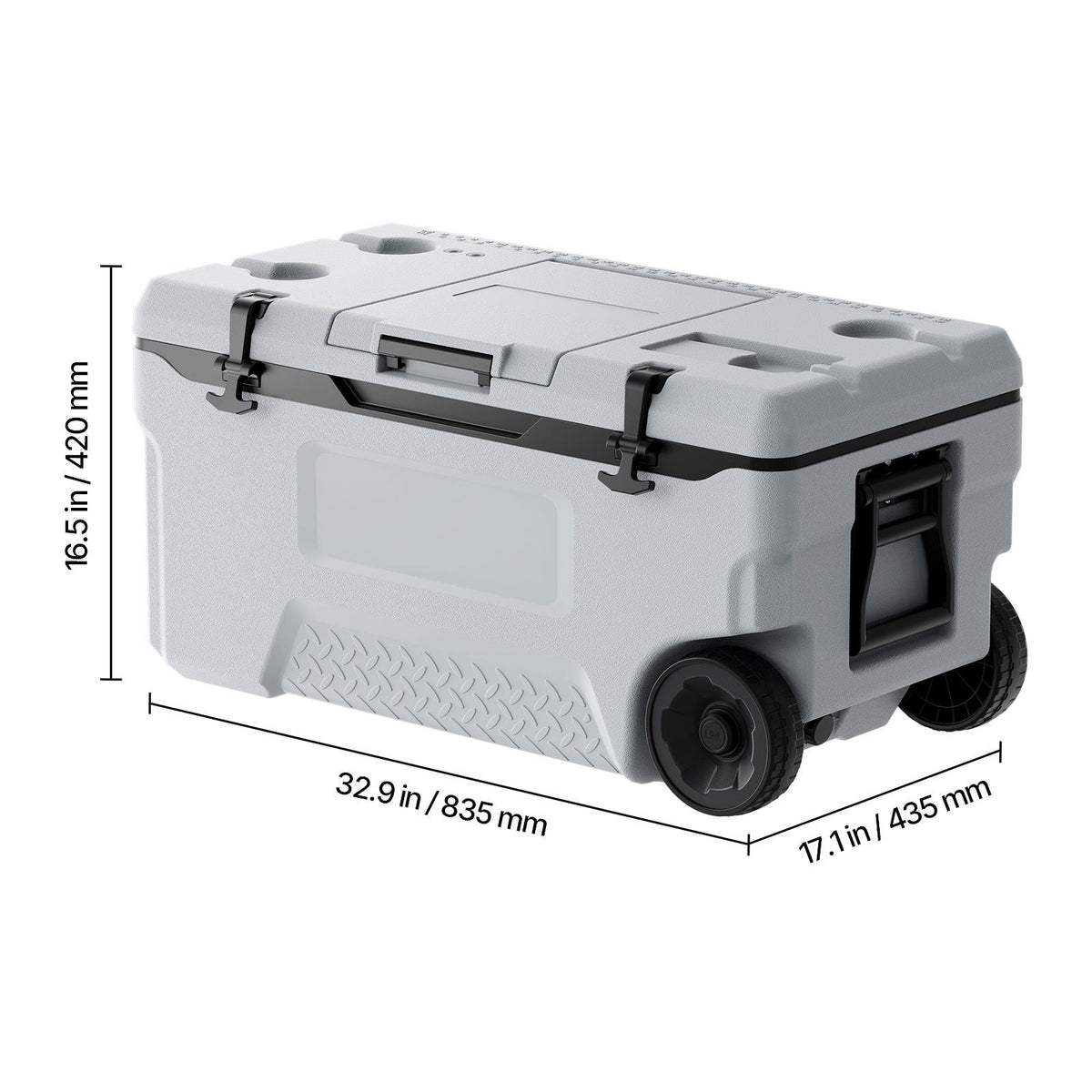 Portable Cooler, 74 QT Wheeled Cooler with Ice Retention, Heavy-Duty Handles and Cup Holder, Lightweight Rigid Material Insulated Portable Cooler, Suitable for Family Picnics and Long Trips