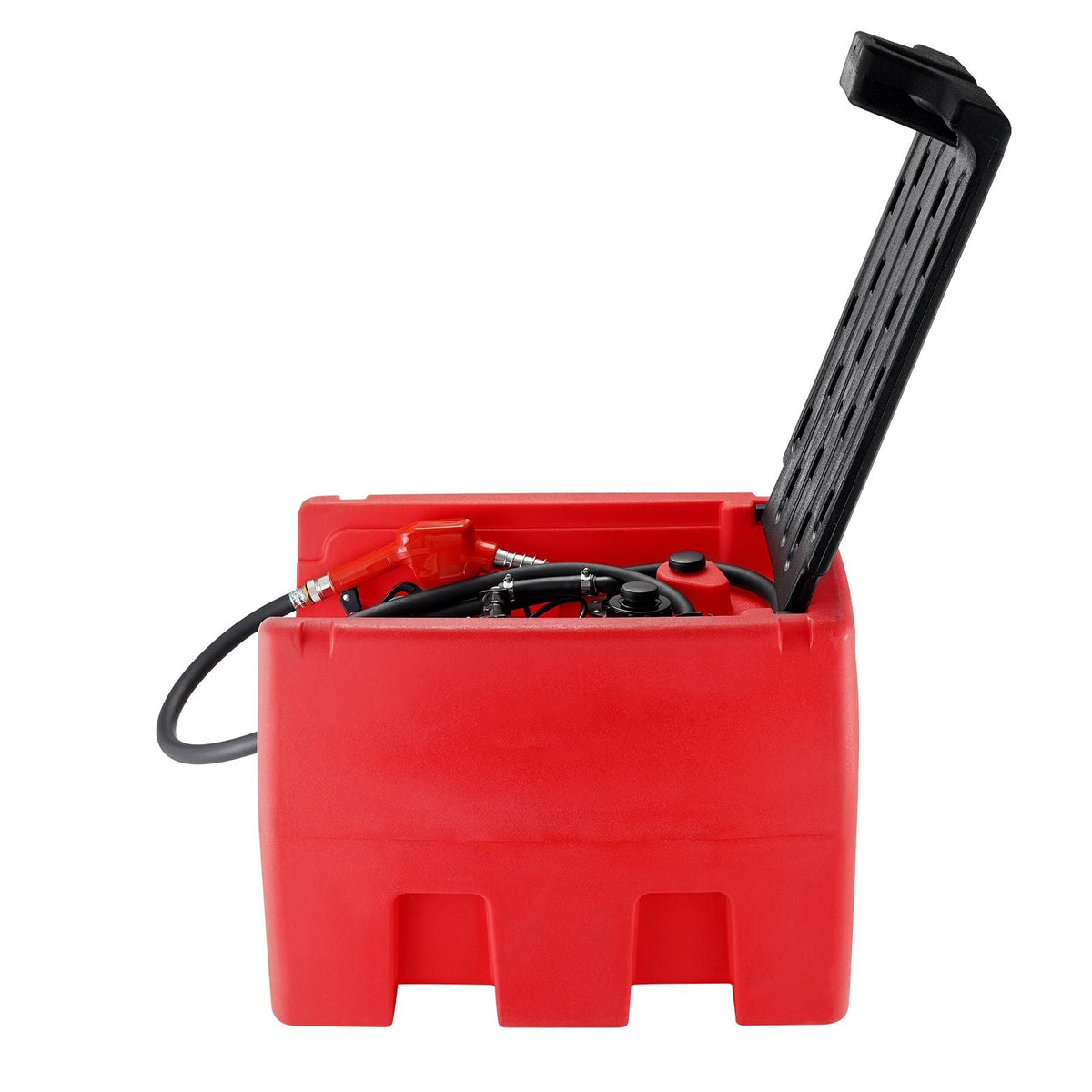Portable Diesel & Gasoline Tank, 48 Gallon, 10.6GPM Flow Rate, Diesel Fuel Tank with 12V Electric Transfer Pump, 13.1ft Hose, Auto Fueling Nozzle, Transfer Tank for Easy Fuel Transportation, Red