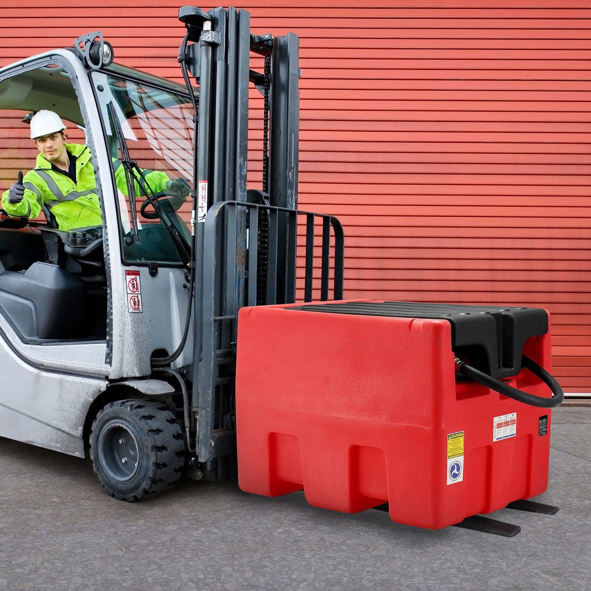 Portable Diesel & Gasoline Tank, 48 Gallon, 10.6GPM Flow Rate, Diesel Fuel Tank with 12V Electric Transfer Pump, 13.1ft Hose, Auto Fueling Nozzle, Transfer Tank for Easy Fuel Transportation, Red