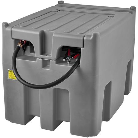 Portable Diesel Tank, 116 Gallon Capacity & 10 GPM Flow Rate, Diesel Fuel Tank with 12V Electric Transfer Pump and 13.1ft Rubber Hose, PE Diesel Transfer Tank for Easy Fuel Transportation, Gray
