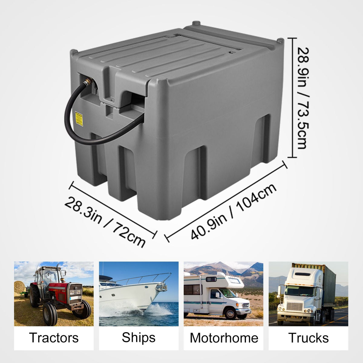 Portable Diesel Tank, 116 Gallon Capacity & 10 GPM Flow Rate, Diesel Fuel Tank with 12V Electric Transfer Pump and 13.1ft Rubber Hose, PE Diesel Transfer Tank for Easy Fuel Transportation, Gray