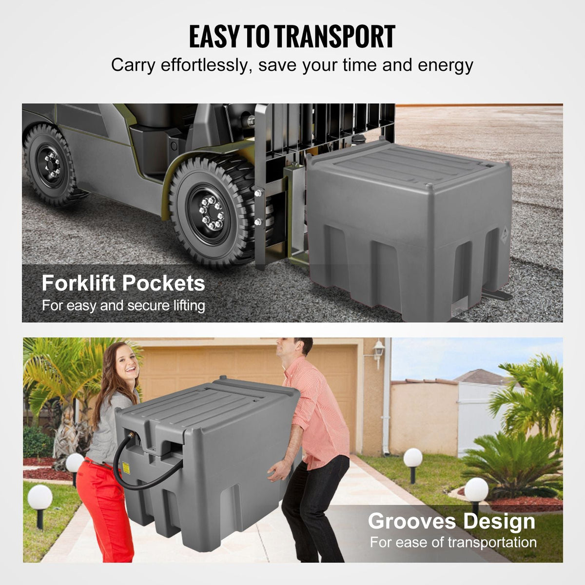 Portable Diesel Tank, 116 Gallon Capacity & 10 GPM Flow Rate, Diesel Fuel Tank with 12V Electric Transfer Pump and 13.1ft Rubber Hose, PE Diesel Transfer Tank for Easy Fuel Transportation, Gray