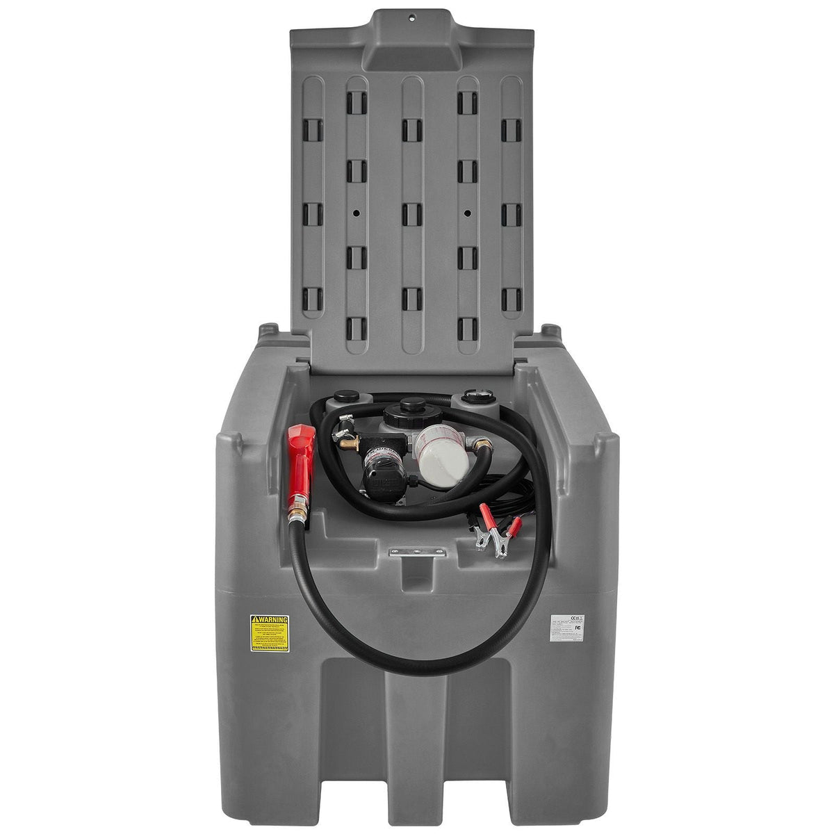 Portable Diesel Tank, 116 Gallon Capacity & 10 GPM Flow Rate, Diesel Fuel Tank with 12V Electric Transfer Pump and 13.1ft Rubber Hose, PE Diesel Transfer Tank for Easy Fuel Transportation, Gray