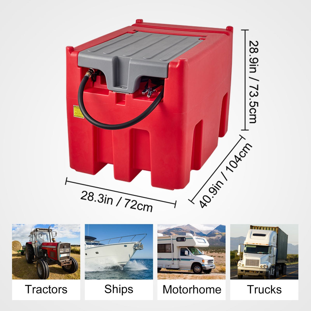Portable Diesel Tank, 116 Gallon Capacity & 10 GPM Flow Rate, Diesel Fuel Tank with 12V Electric Transfer Pump and 13.1ft Rubber Hose, PE Diesel Transfer Tank for Easy Fuel Transportation, Red