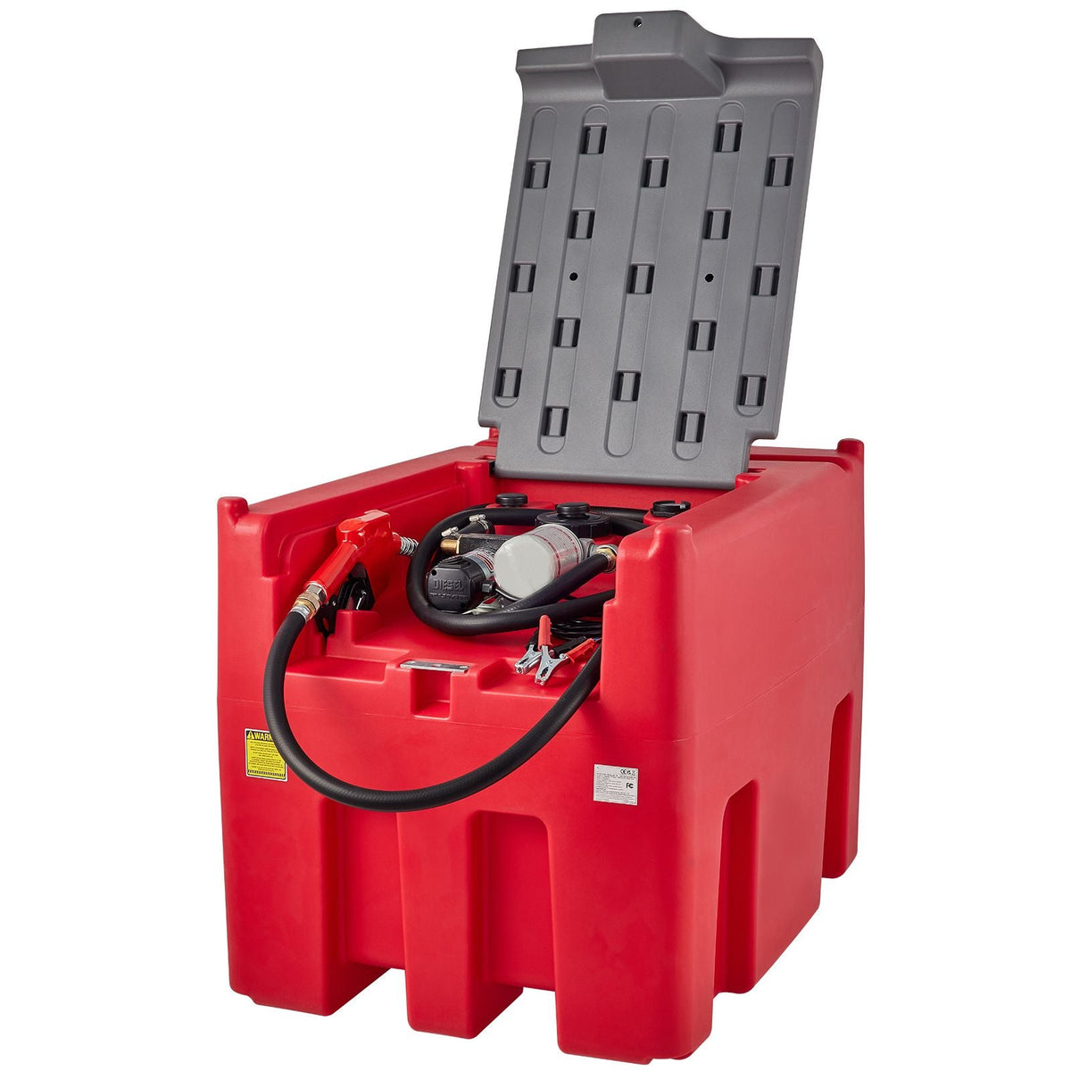 Portable Diesel Tank, 116 Gallon Capacity & 10 GPM Flow Rate, Diesel Fuel Tank with 12V Electric Transfer Pump and 13.1ft Rubber Hose, PE Diesel Transfer Tank for Easy Fuel Transportation, Red