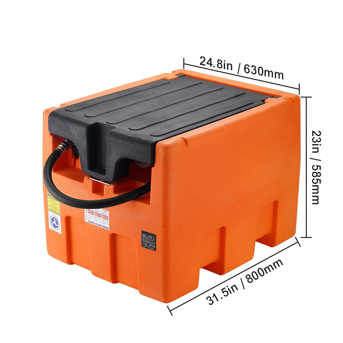 Portable Diesel Tank, 48 Gallon, 10.6GPM Flow Rate, Diesel Fuel Tank with 12V Electric Transfer Pump, 13.1 ft Hose, Auto Fueling Nozzle, Diesel Transfer Tank for Easy Fuel Transportation, Orange