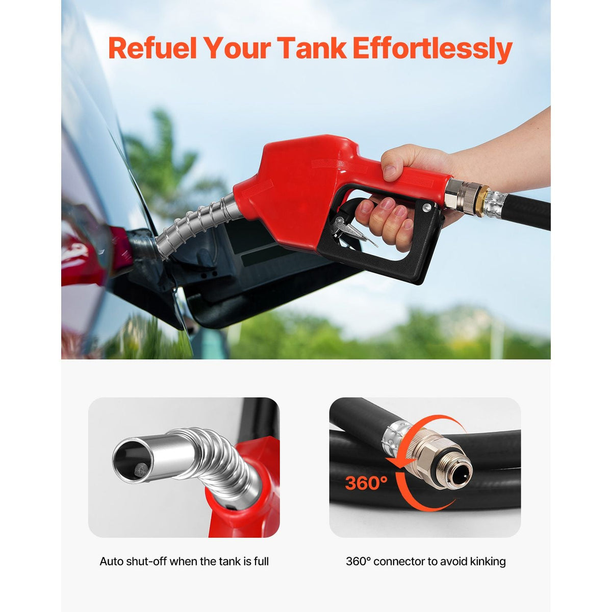 Portable Diesel Tank, 58 Gallon Capacity & 10 GPM Flow Rate, Diesel Fuel Tank with 12V Electric Transfer Pump and 13.1ft Rubber Hose, PE Diesel Transfer Tank for Easy Fuel Transportation, Black