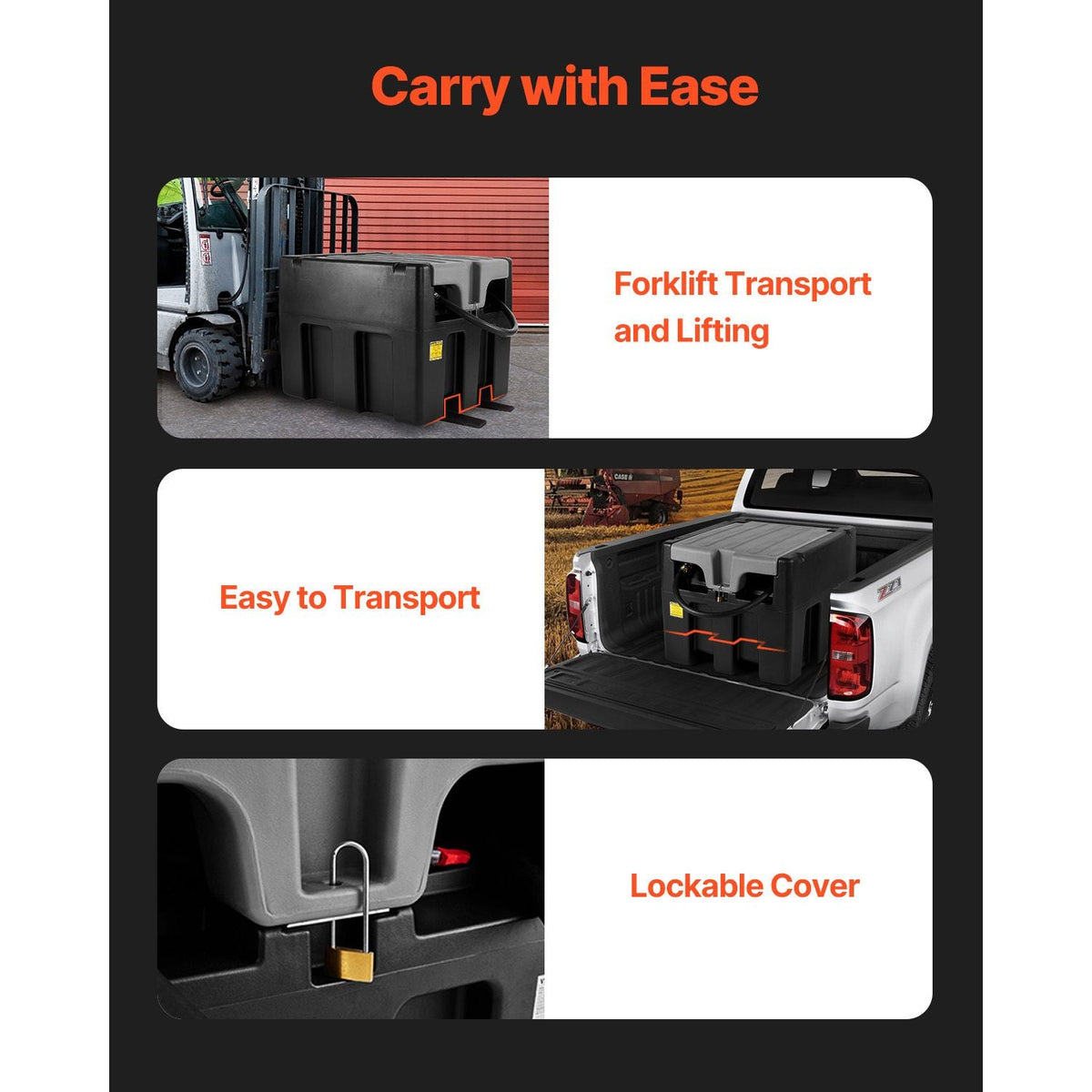 Portable Diesel Tank, 58 Gallon Capacity & 10 GPM Flow Rate, Diesel Fuel Tank with 12V Electric Transfer Pump and 13.1ft Rubber Hose, PE Diesel Transfer Tank for Easy Fuel Transportation, Black