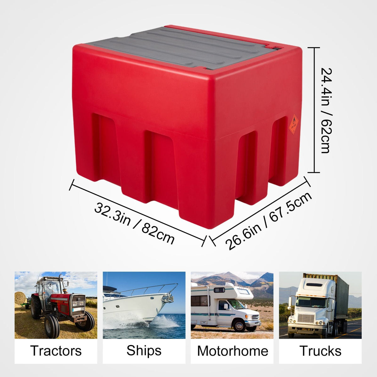 Portable Diesel Tank, 58 Gallon Capacity & 10 GPM Flow Rate, Diesel Fuel Tank with 12V Electric Transfer Pump and 13.1ft Rubber Hose, PE Diesel Transfer Tank for Easy Fuel Transportation, Red
