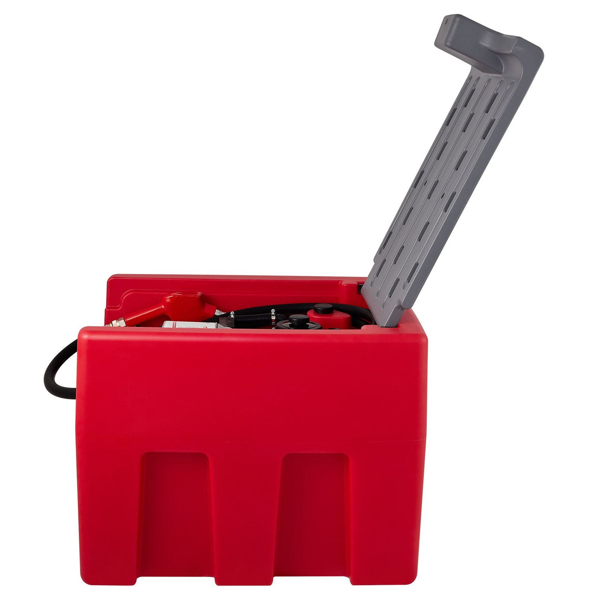 Portable Diesel Tank, 58 Gallon Capacity & 10 GPM Flow Rate, Diesel Fuel Tank with 12V Electric Transfer Pump and 13.1ft Rubber Hose, PE Diesel Transfer Tank for Easy Fuel Transportation, Red