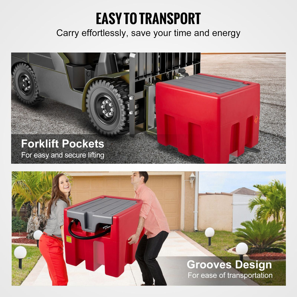 Portable Diesel Tank, 58 Gallon Capacity & 10 GPM Flow Rate, Diesel Fuel Tank with 12V Electric Transfer Pump and 13.1ft Rubber Hose, PE Diesel Transfer Tank for Easy Fuel Transportation, Red
