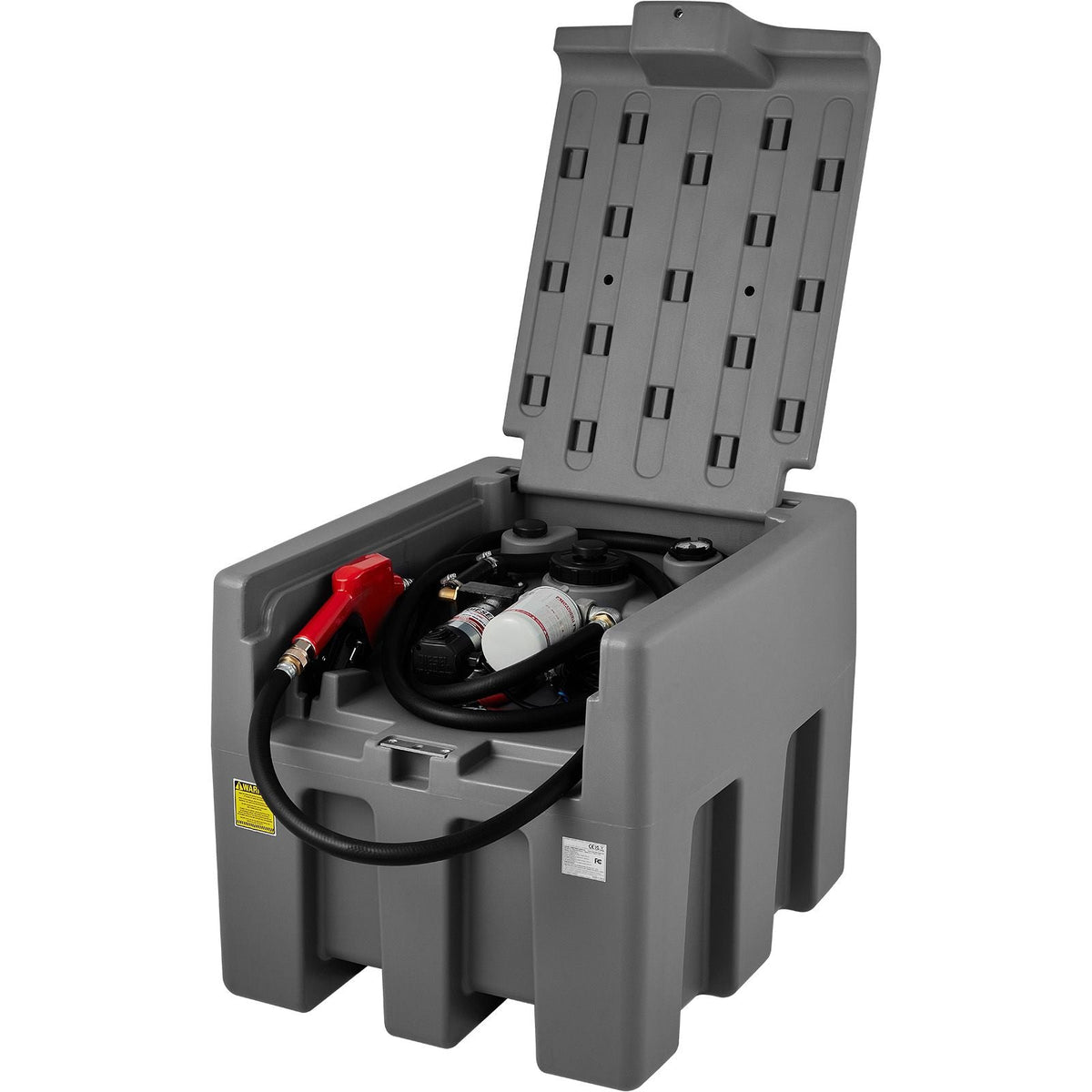 Portable Diesel Tank, 58 Gallon Capacity & 10 GPM Flow Rate, Diesel Fuel Tank with 12V Electric Transfer Pump and 13.1ft Rubber Hose, PE Diesel Transfer Tank for Easy Fuel Transportation,Gray