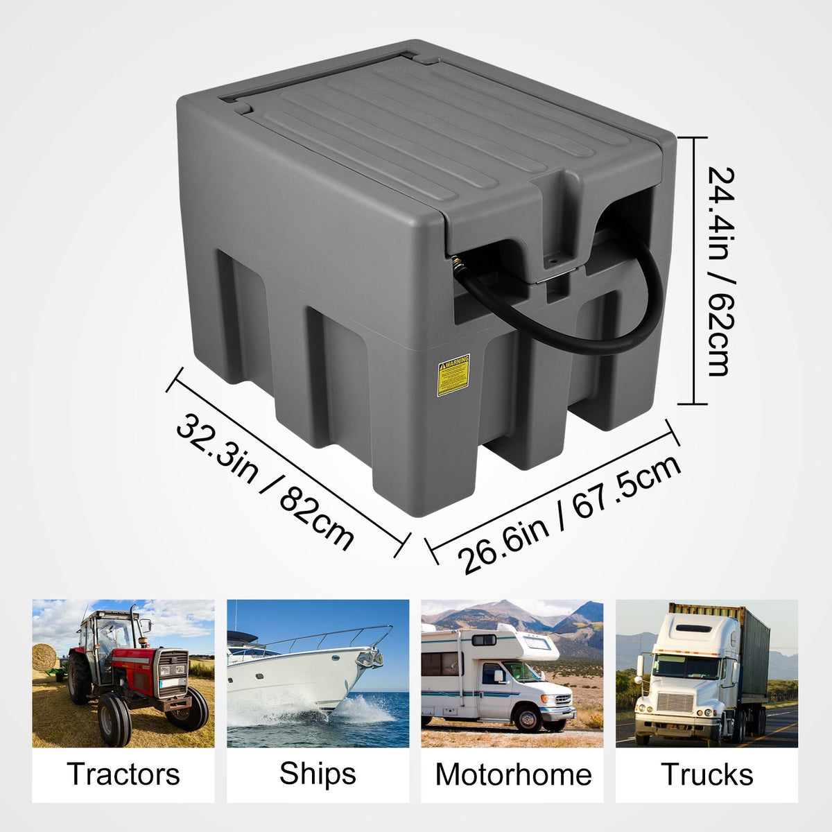 Portable Diesel Tank, 58 Gallon Capacity & 10 GPM Flow Rate, Diesel Fuel Tank with 12V Electric Transfer Pump and 13.1ft Rubber Hose, PE Diesel Transfer Tank for Easy Fuel Transportation,Gray