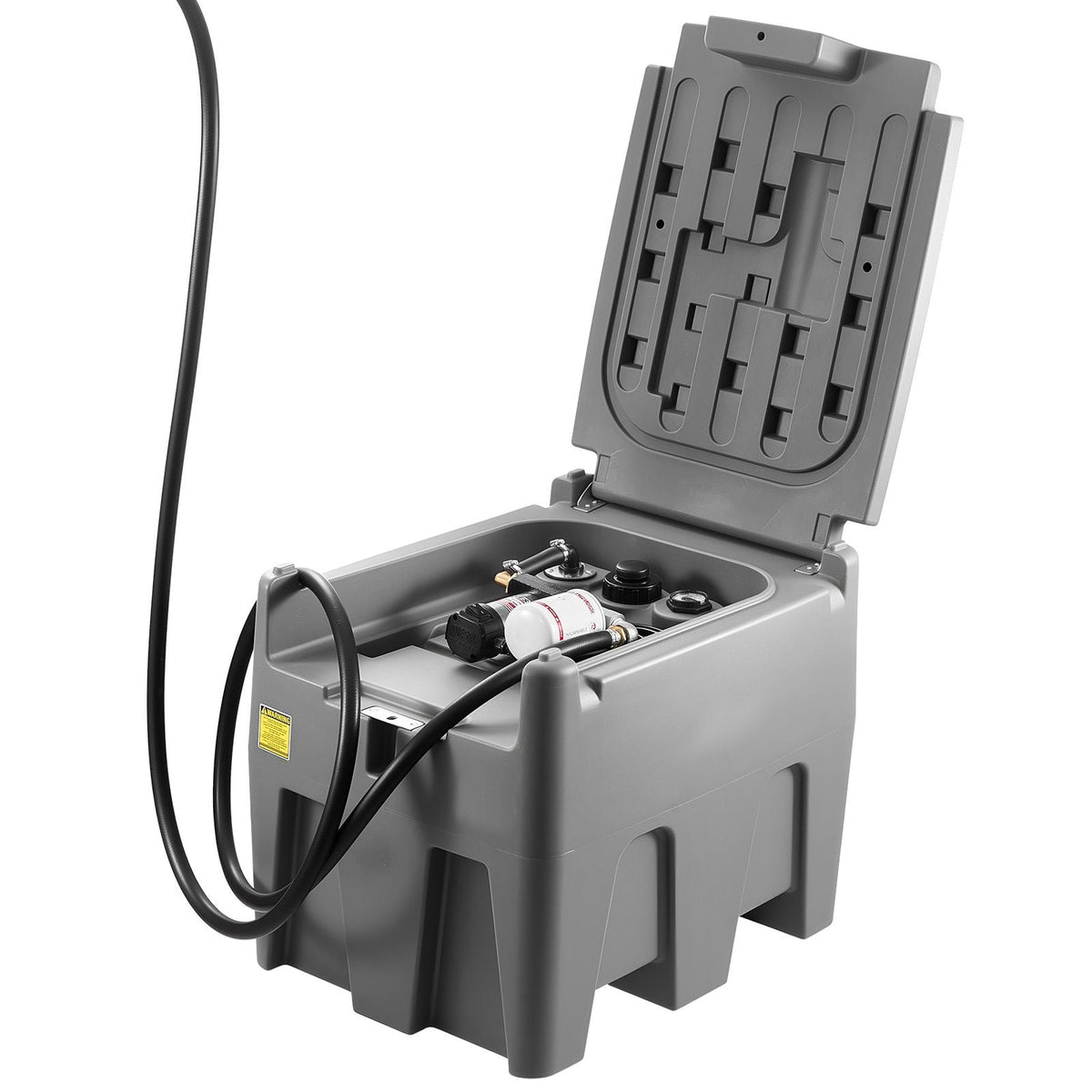 Portable Diesel Tank, 58 Gallon Capacity & 10 GPM Flow Rate, Fuel Tank with 12V Electric Transfer Pump and 13.1ft Rubber Hose, PE Diesel Transfer Tanks for Easy Fuel Transportation, Grey