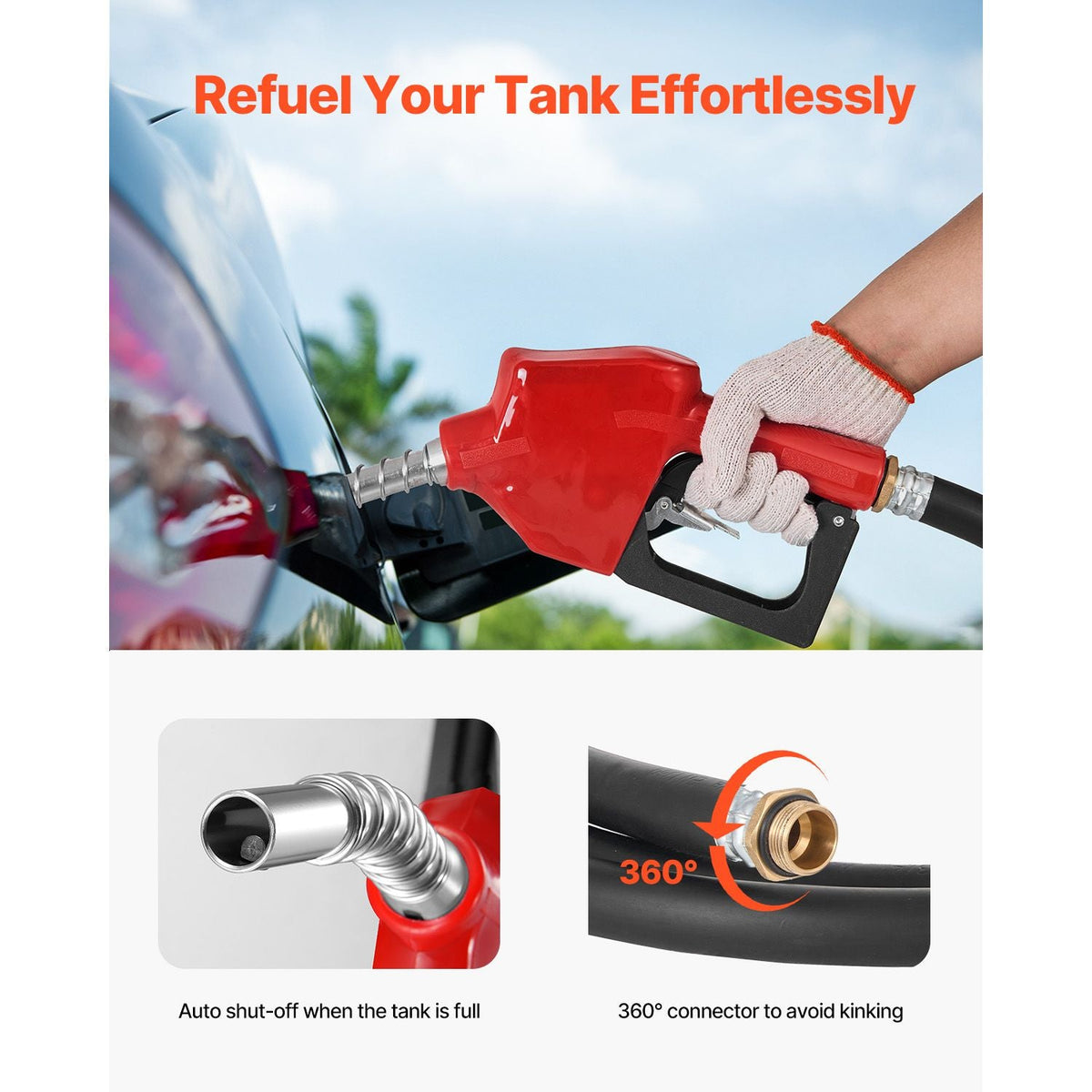 Portable Diesel Tank, 58 Gallon Capacity & 10 GPM Flow Rate, Fuel Tank with 12V Electric Transfer Pump and 13.1ft Rubber Hose, PE Diesel Transfer Tanks for Easy Fuel Transportation, Grey