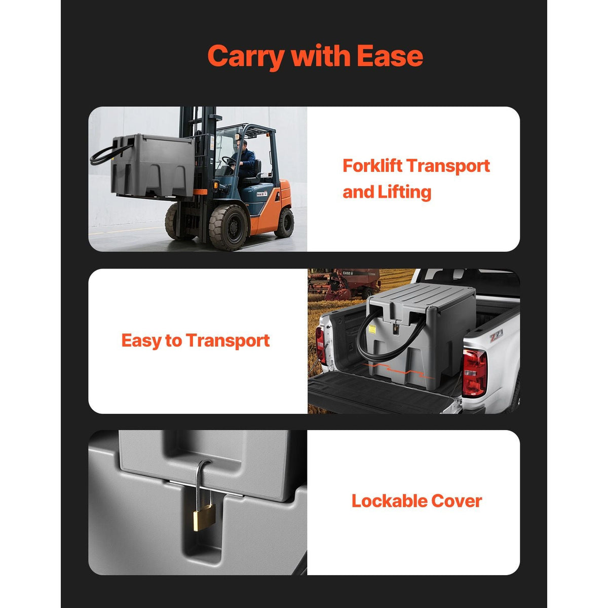 Portable Diesel Tank, 58 Gallon Capacity & 10 GPM Flow Rate, Fuel Tank with 12V Electric Transfer Pump and 13.1ft Rubber Hose, PE Diesel Transfer Tanks for Easy Fuel Transportation, Grey