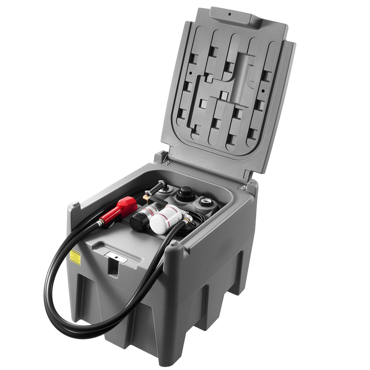 Portable Diesel Tank, 58 Gallon Capacity & 10 GPM Flow Rate, Fuel Tank with 12V Electric Transfer Pump and 13.1ft Rubber Hose, PE Diesel Transfer Tanks for Easy Fuel Transportation, Grey