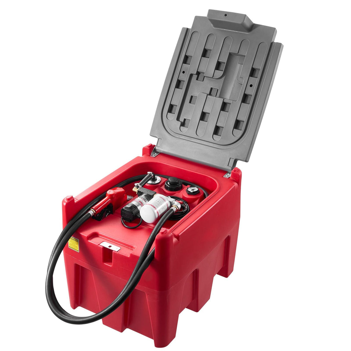 Portable Diesel Tank, 58 Gallon Capacity & 10.6 GPM Flow Rate, Fuel Tank with 12V Electric Transfer Pump and 13.1ft Rubber Hose, PE Diesel Transfer Tanks for Easy Fuel Transportation, Red
