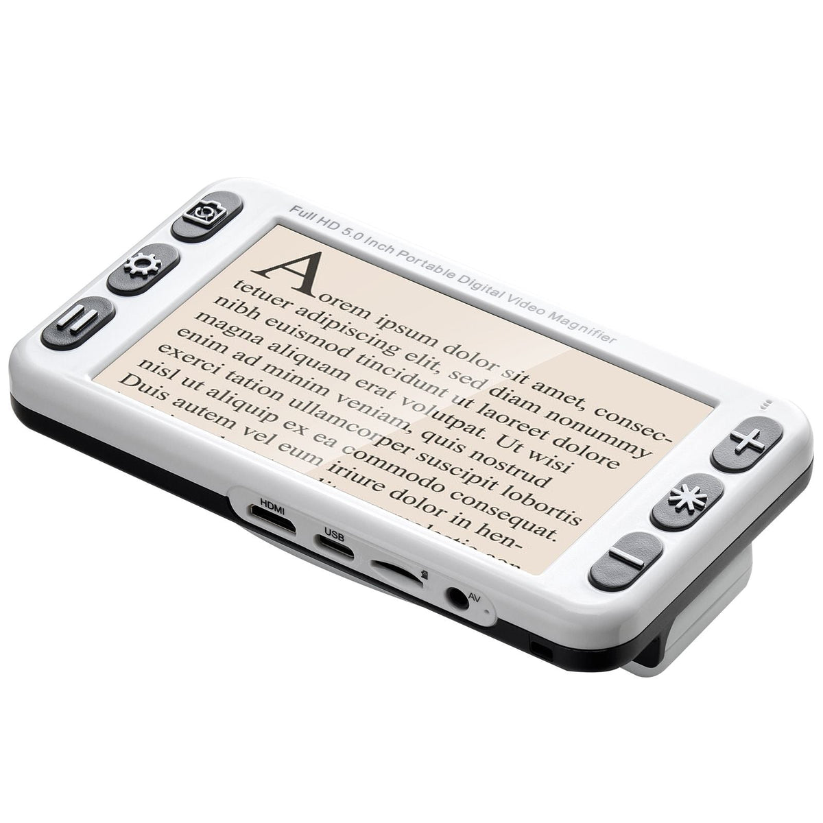 Portable Digital Magnifier, 5-inch HD Electronic Video Magnifier for Low Version, 2X - 48X Electronic Reading Aid with 13MP Near & Far Dual Lens, 26 Color Mode, AV/HDMI Output & Foldable Handle