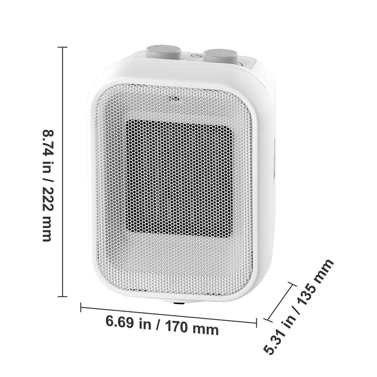 Portable Electric Space Heater with Thermostat, 1000W/1500W 2-Level Adjustable Quiet Ceramic Heater Fan, 9 in Tip-Over Shutdown Flame-Retardant PP Small Heaters for Office Room Desk Indoor Use